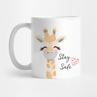 Stay Safe, Giraffe Face mask Mug